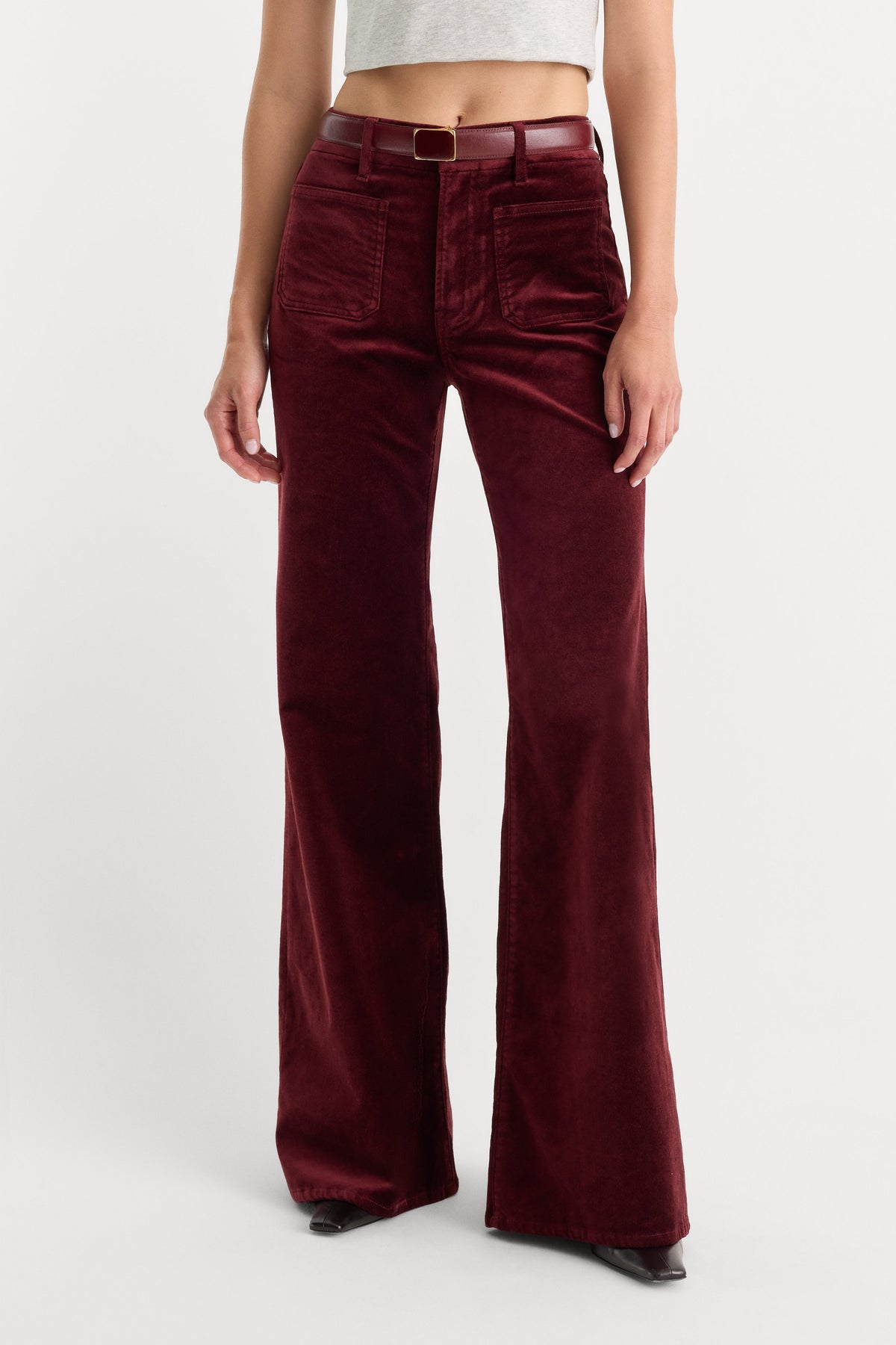 VELVET GOOD WAIST PALAZZO PANT BERRY NOIR
