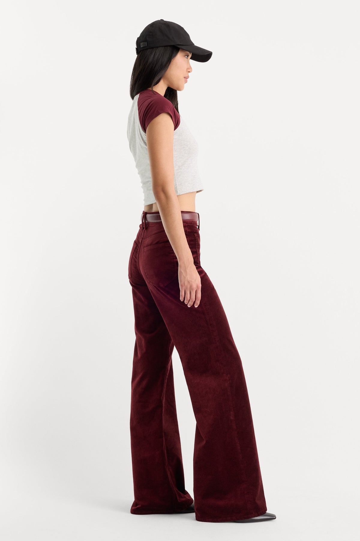 VELVET GOOD WAIST PALAZZO PANT BERRY NOIR