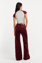 VELVET GOOD WAIST PALAZZO PANT BERRY NOIR