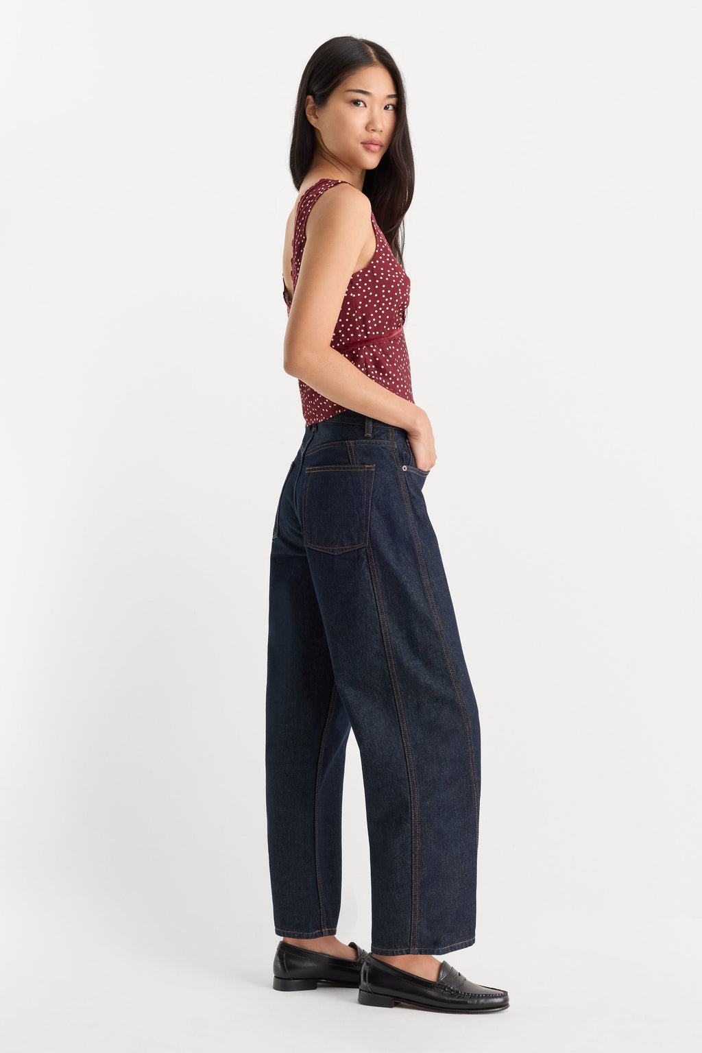 VINTAGE BARREL ANKLE JEANS RINSE