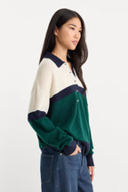 THE OVERSIZED RUGBY SWEATER FOREST BLOCKED STRIPE