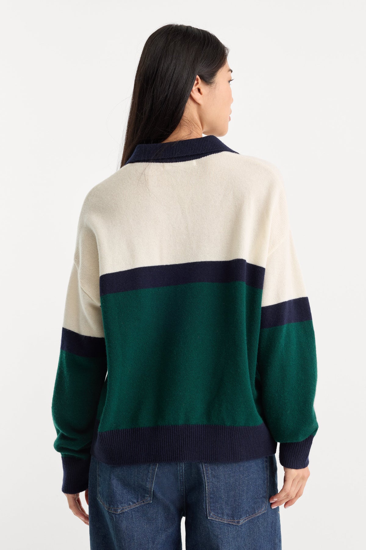 THE OVERSIZED RUGBY SWEATER FOREST BLOCKED STRIPE