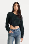 THE CRINKLE CINCHED SHIRT FOREST PLAID