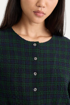 THE CRINKLE CINCHED SHIRT FOREST PLAID