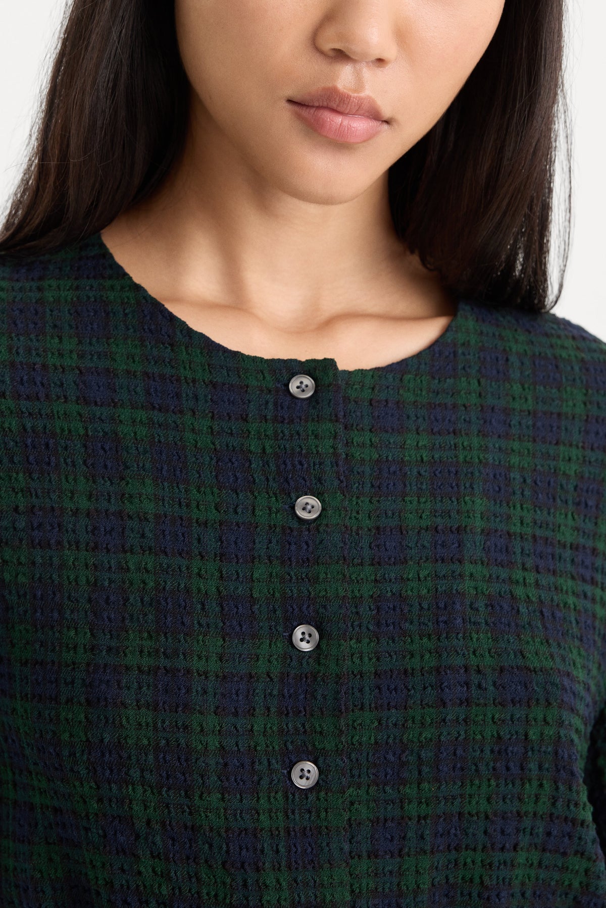 THE CRINKLE CINCHED SHIRT FOREST PLAID