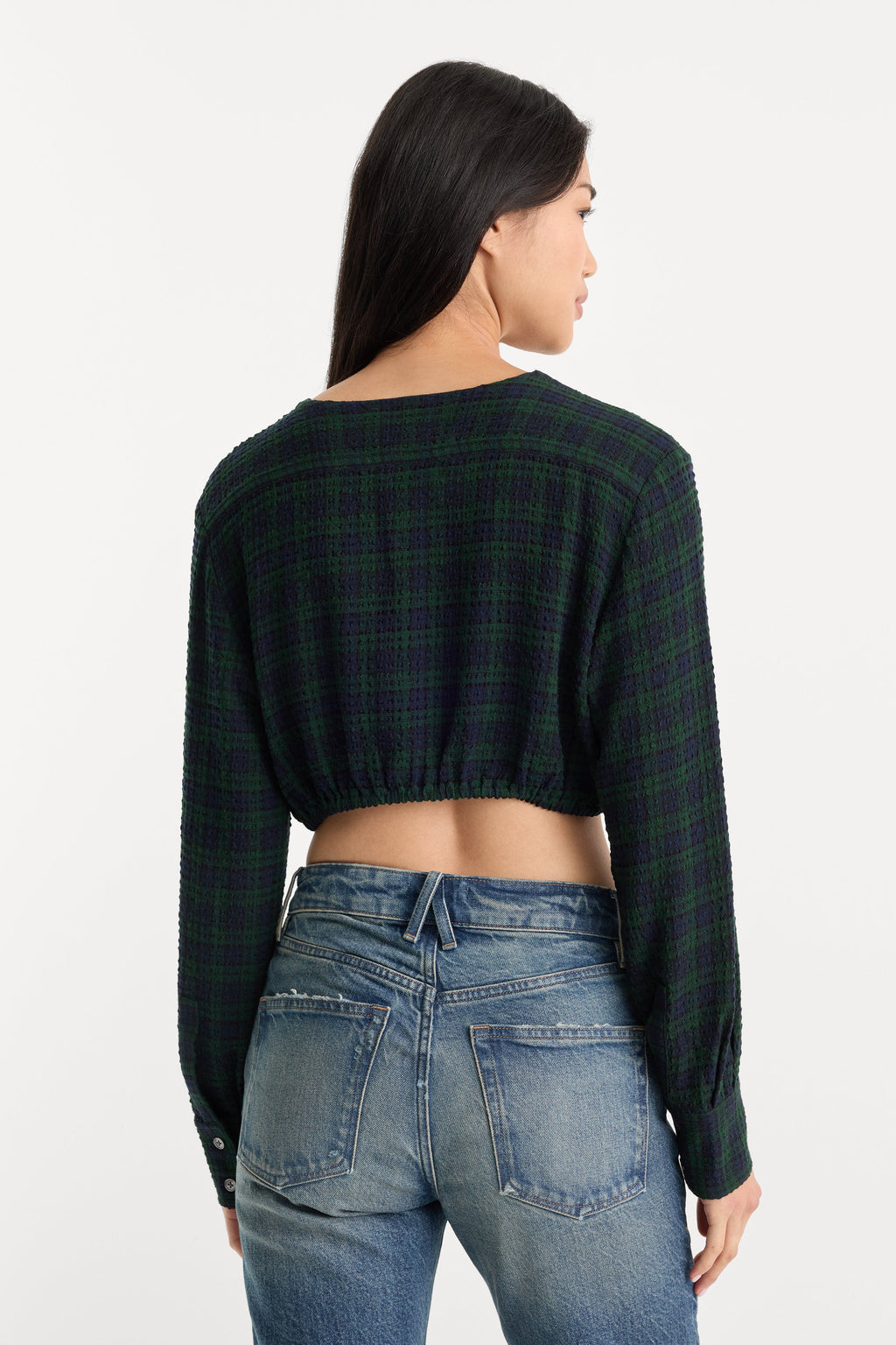 THE CRINKLE CINCHED SHIRT FOREST PLAID