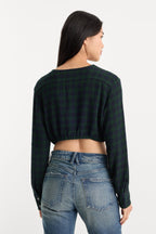 THE CRINKLE CINCHED SHIRT FOREST PLAID