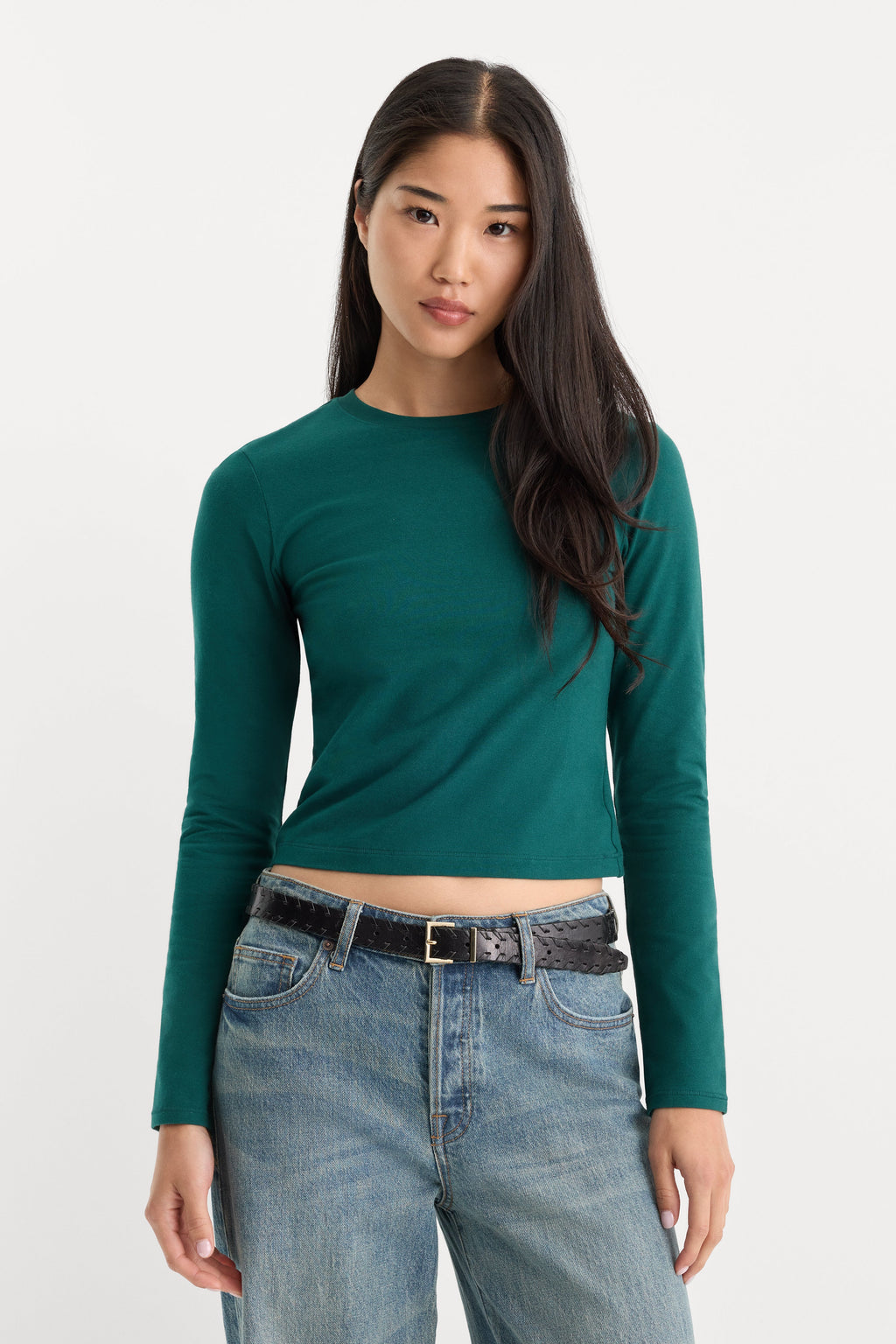 THE LONG SLEEVE BABY TEE FOREST GREEN