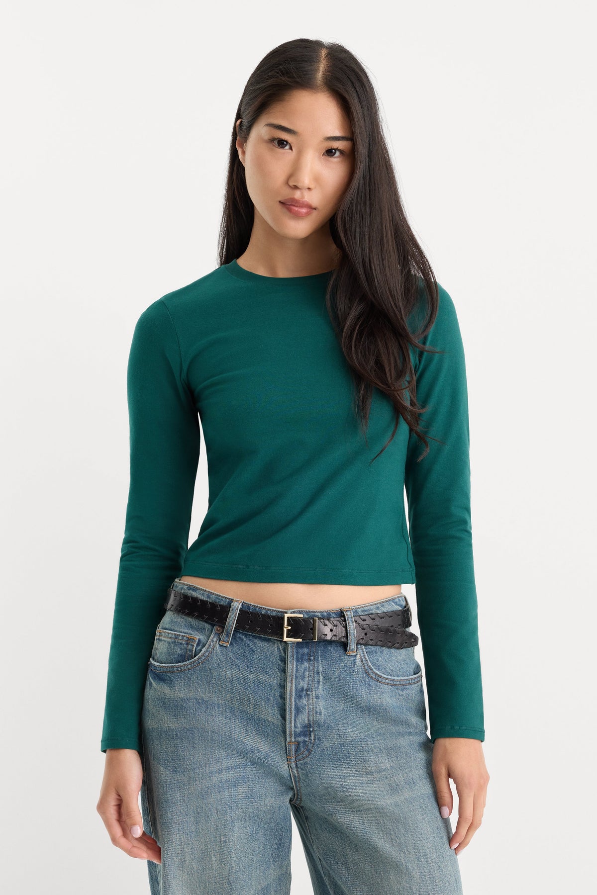 THE LONG SLEEVE BABY TEE FOREST GREEN