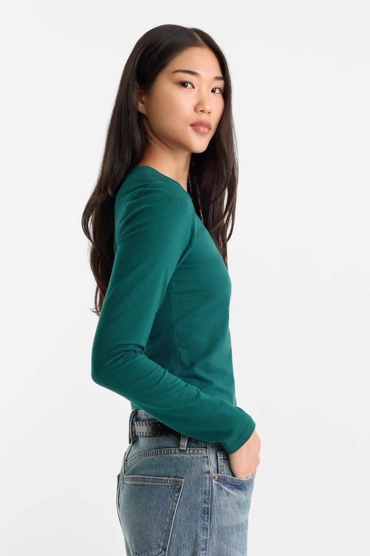 THE LONG SLEEVE BABY TEE FOREST GREEN