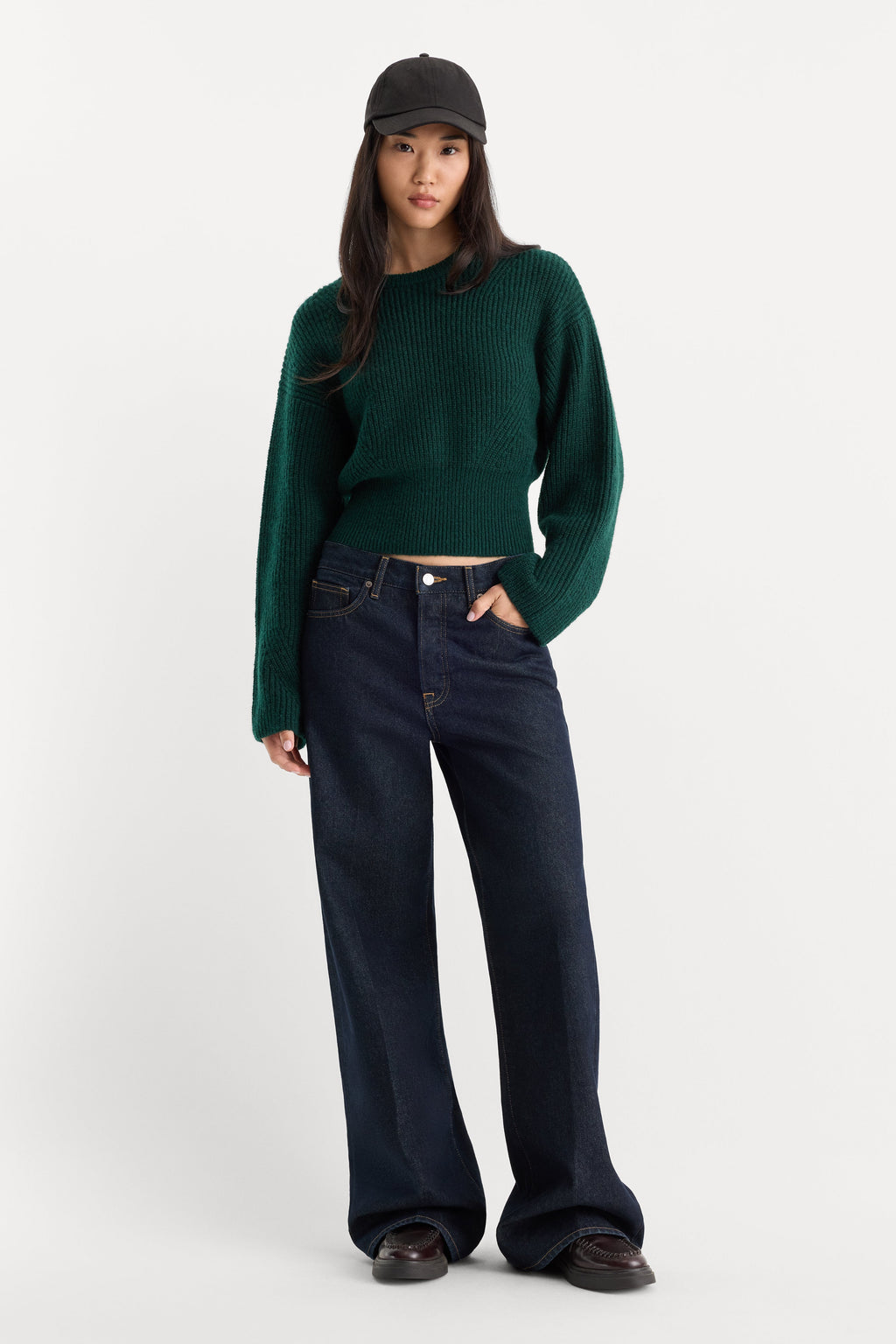 THE CHUNKY KNIT SWEATER FOREST GREEN