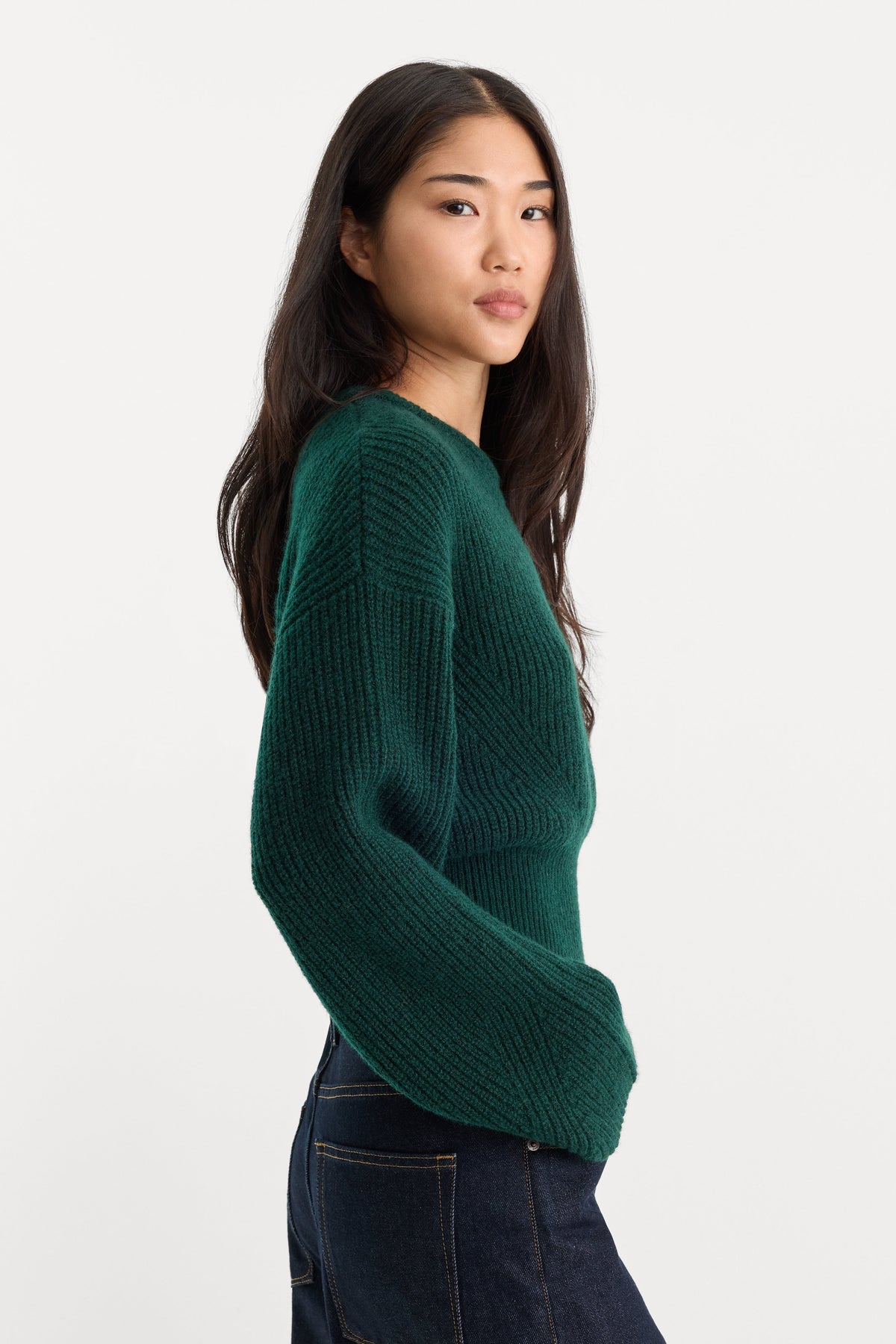 THE CHUNKY KNIT SWEATER FOREST GREEN