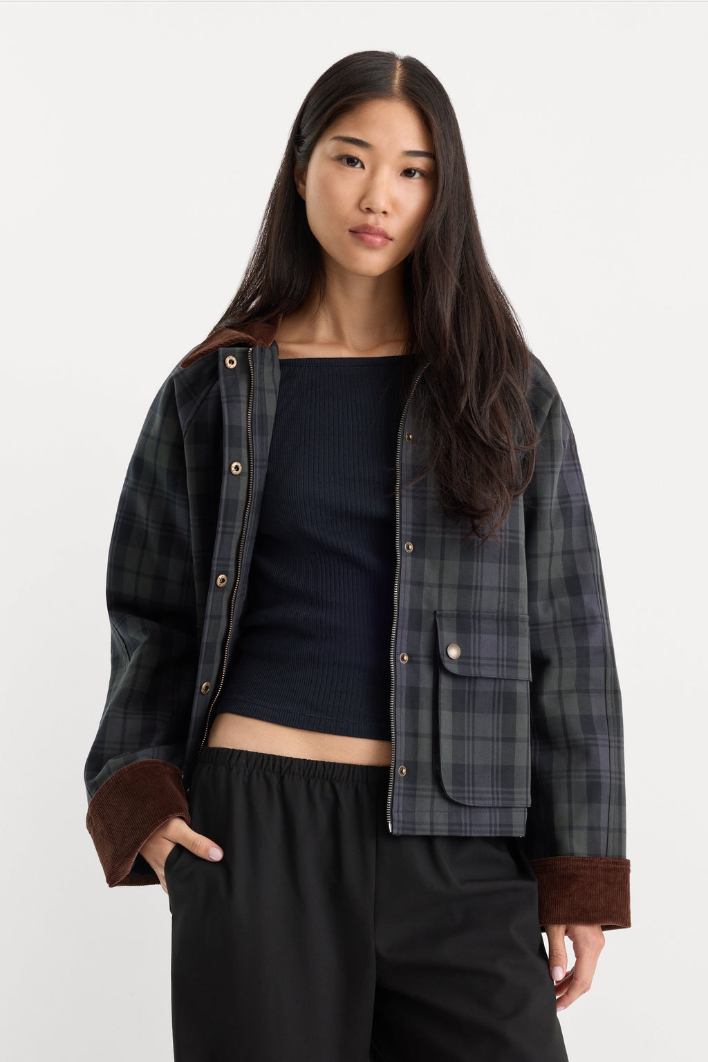 THE HERITAGE JACKET NAVY AND GREEN PLAID