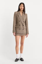 THE DOUBLE BREASTED BLAZER BROWN PLAID