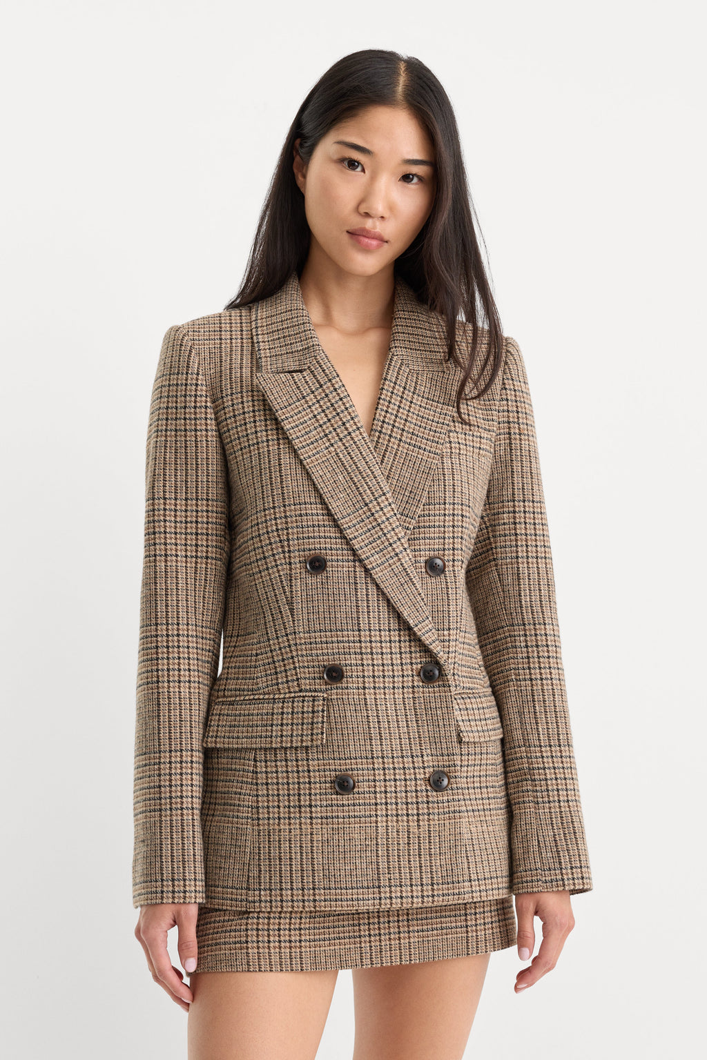 THE DOUBLE BREASTED BLAZER BROWN PLAID