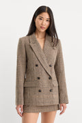 THE DOUBLE BREASTED BLAZER BROWN PLAID