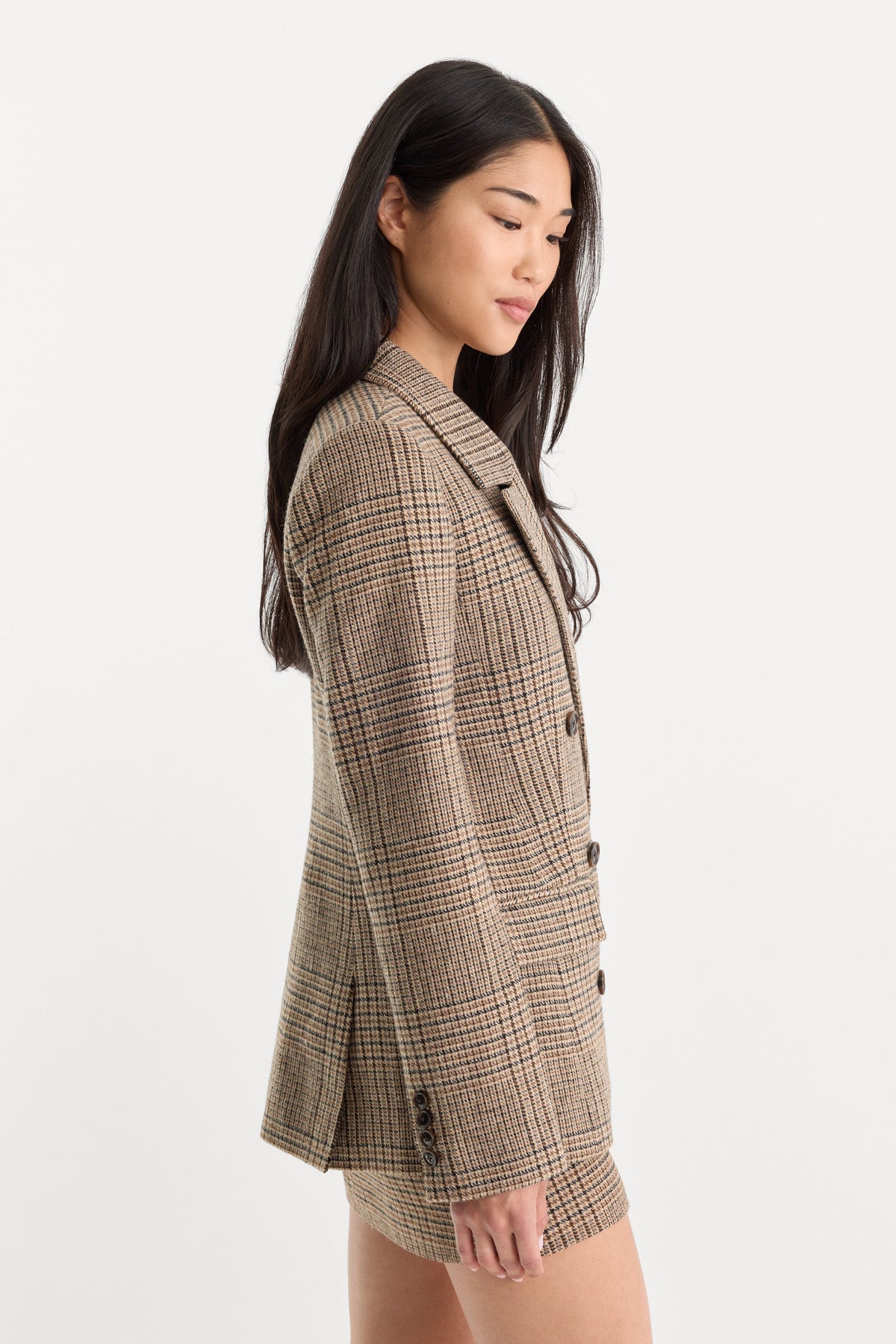THE DOUBLE BREASTED BLAZER BROWN PLAID