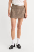 THE WOOL MINI SKIRT BROWN PLAID
