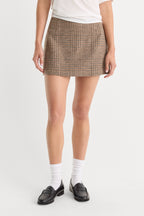 THE WOOL MINI SKIRT BROWN PLAID