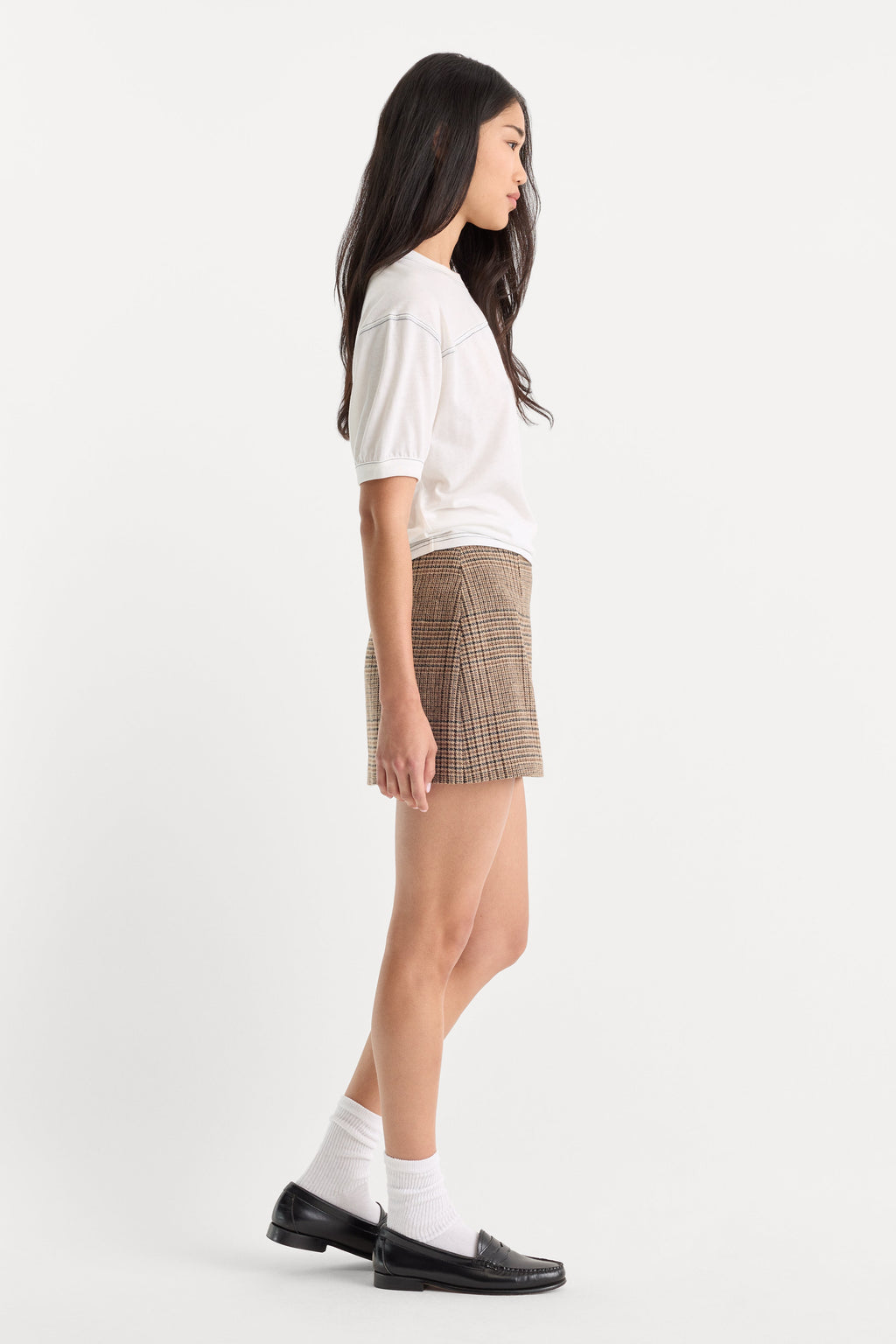 THE WOOL MINI SKIRT BROWN PLAID