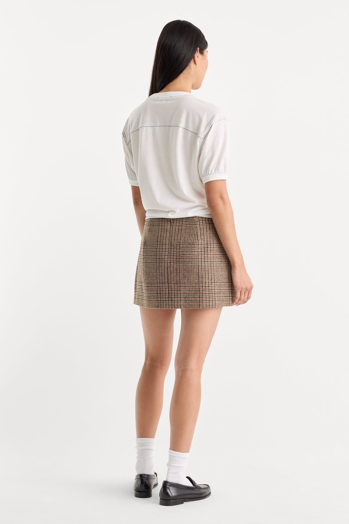 THE WOOL MINI SKIRT BROWN PLAID