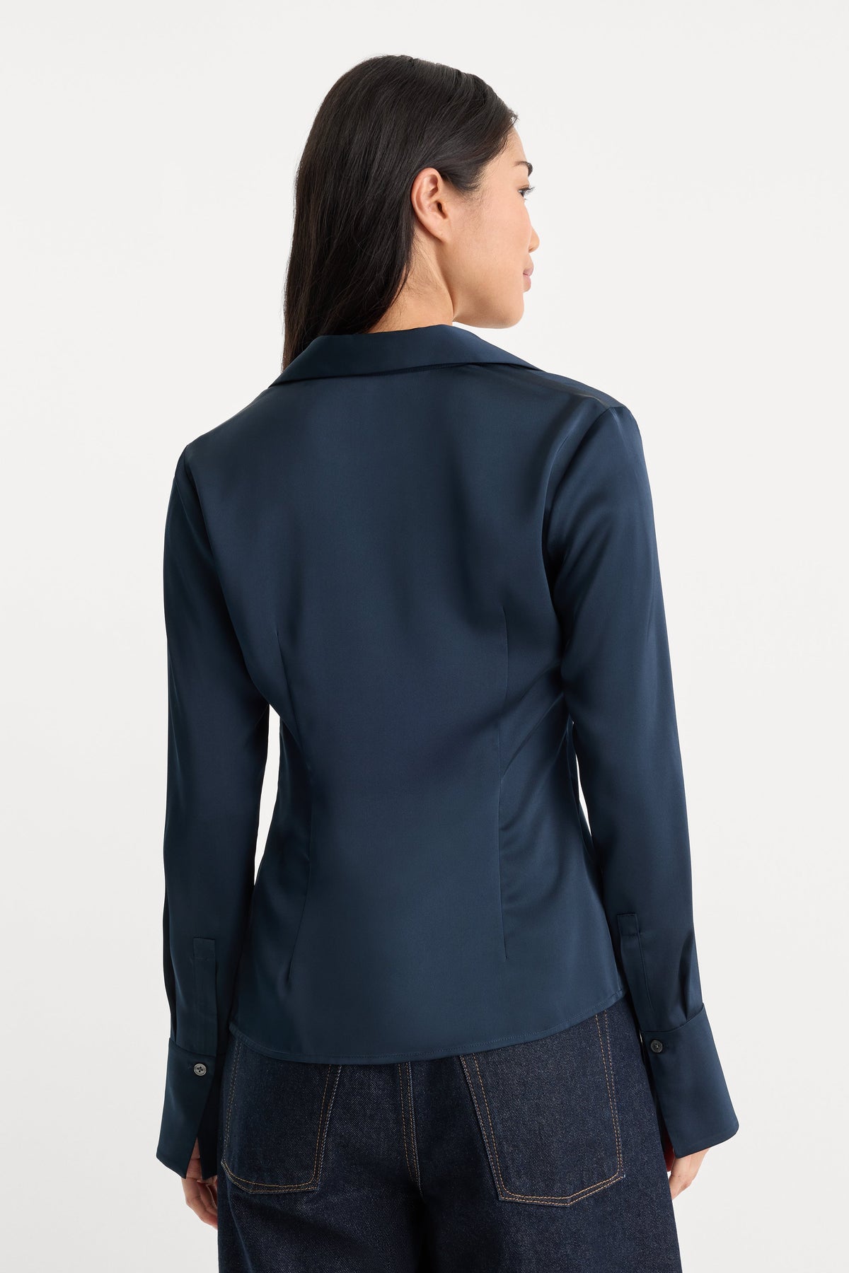 THE SATIN FEMME SHIRT NEW NAVY002