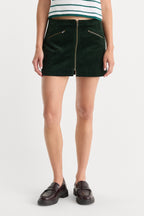 THE CORD MINI SKIRT FOREST GREEN