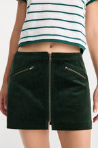 THE CORD MINI SKIRT FOREST GREEN