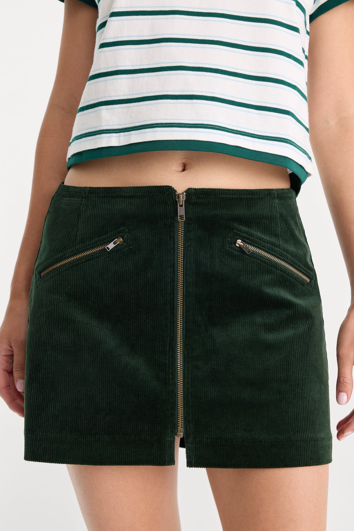 THE CORD MINI SKIRT FOREST GREEN
