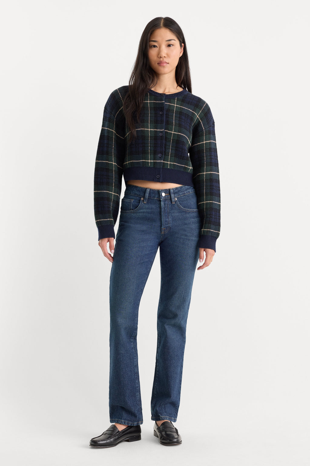 THE JACQUARD CARDIGAN FOREST PLAID