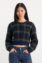 THE JACQUARD CARDIGAN FOREST PLAID