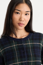 THE JACQUARD CARDIGAN FOREST PLAID