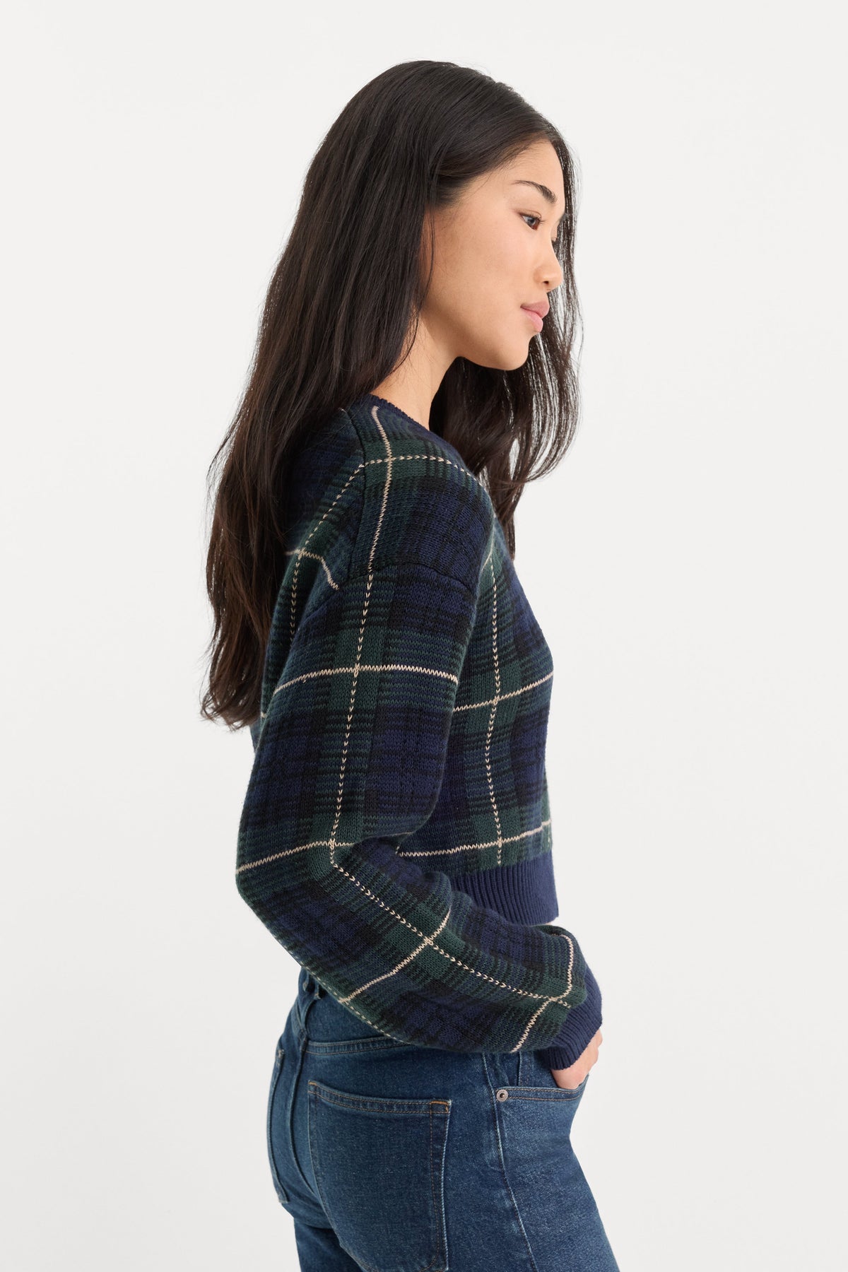 THE JACQUARD CARDIGAN FOREST PLAID