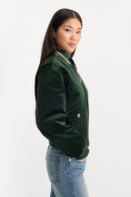THE CORD VARSITY JACKET FOREST GREEN