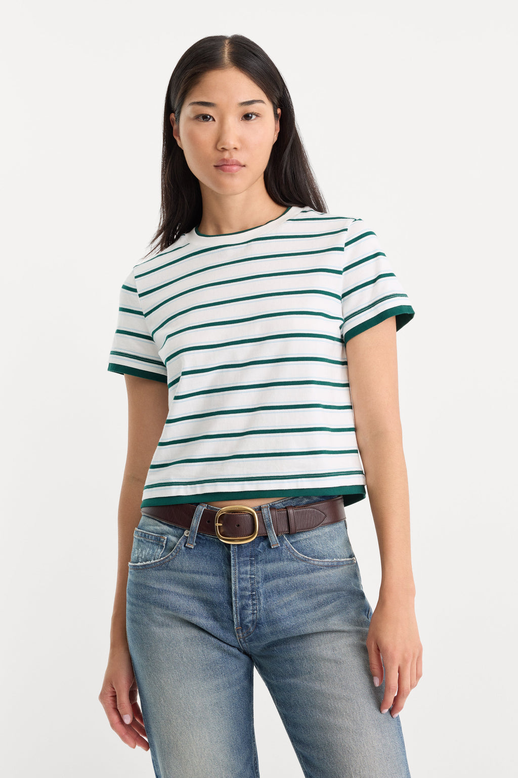 THE LAYERED TEE FOREST MULTI STRIPE