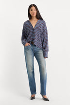 THE CRINKLE EASY SHIRT BLUE PLAID
