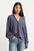 THE CRINKLE EASY SHIRT BLUE PLAID