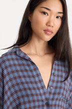 THE CRINKLE EASY SHIRT BLUE PLAID