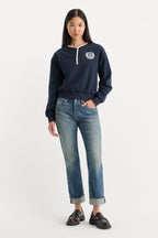 THE BRUSHED FLEECE HENLEY NEW NAVY