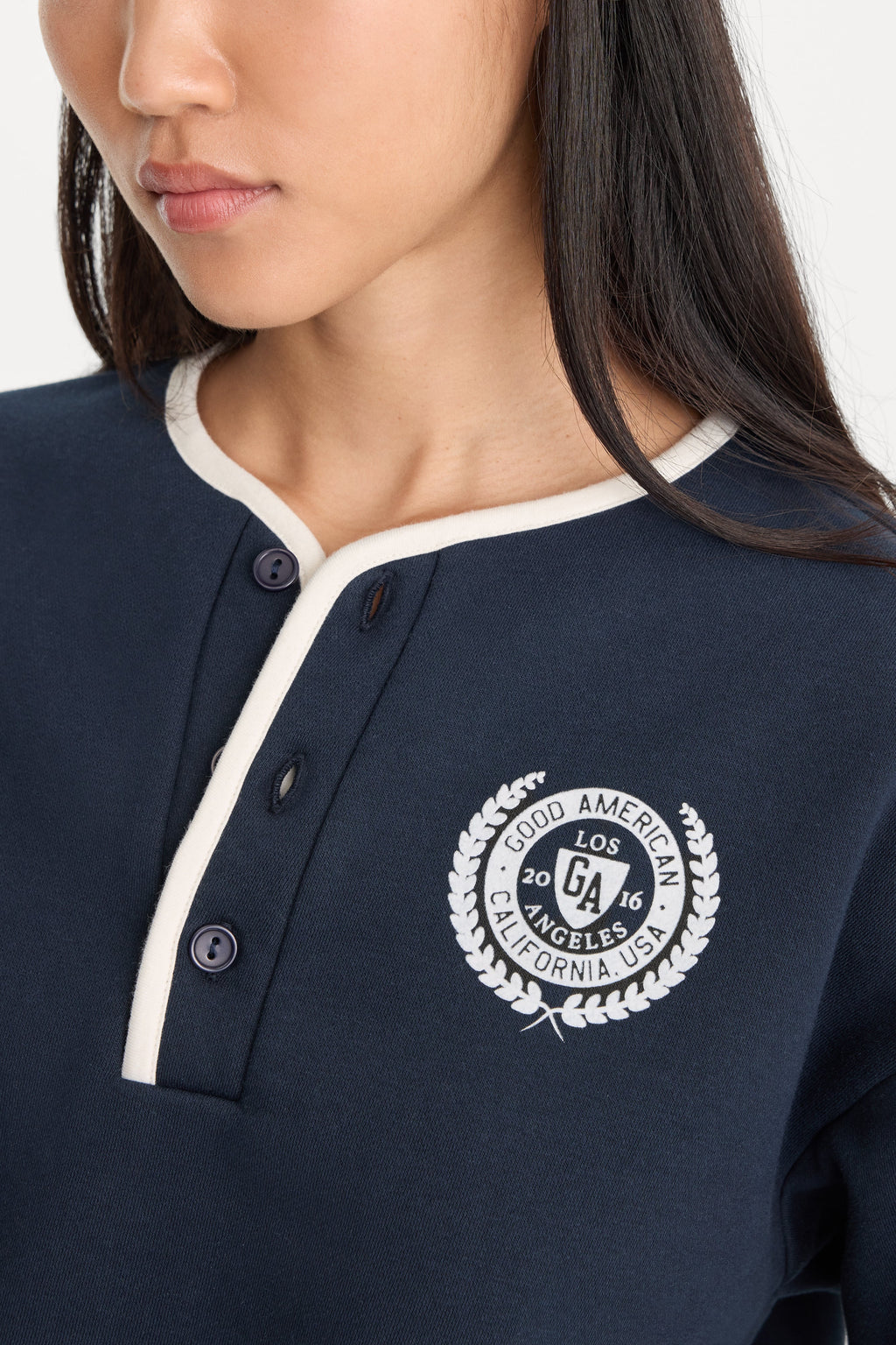 THE BRUSHED FLEECE HENLEY NEW NAVY