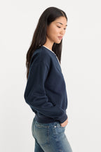 THE BRUSHED FLEECE HENLEY NEW NAVY