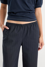 THE PINSTRIPE PULL ON TROUSER NAVY PINSTRIPE