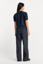 THE PINSTRIPE PULL ON TROUSER NAVY PINSTRIPE
