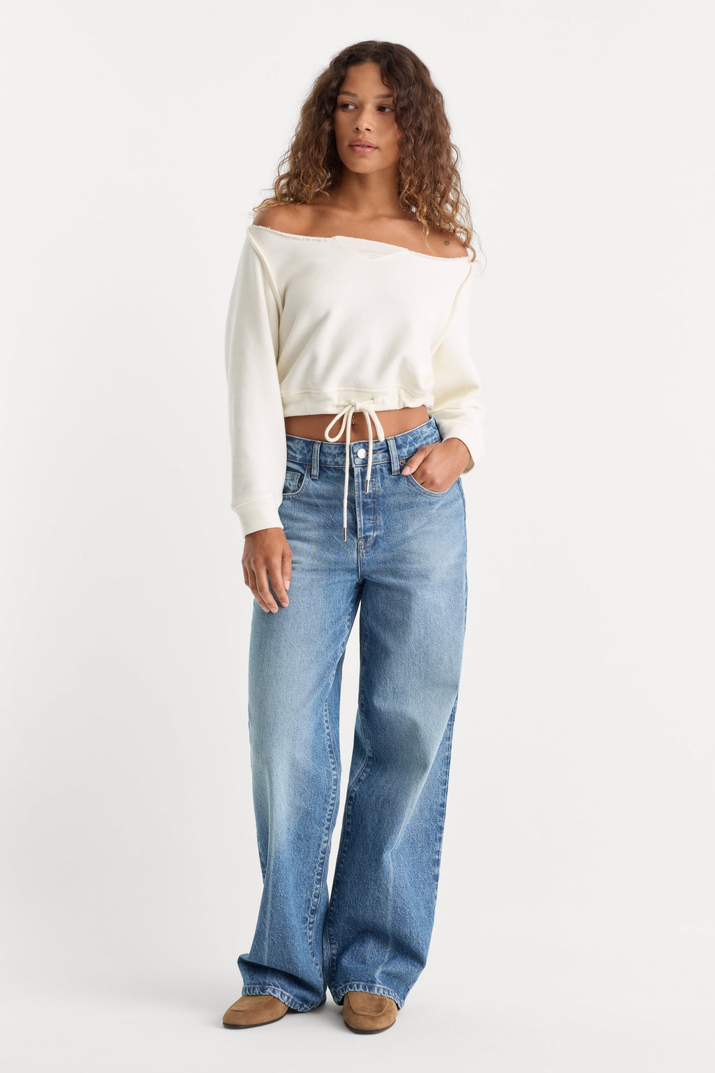THE FRENCH TERRY TIE SWEATSHIRT CHALK