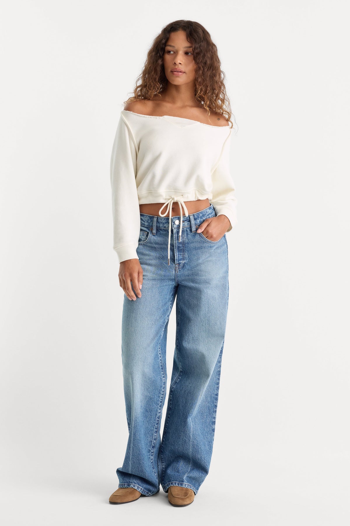 THE FRENCH TERRY TIE SWEATSHIRT CHALK