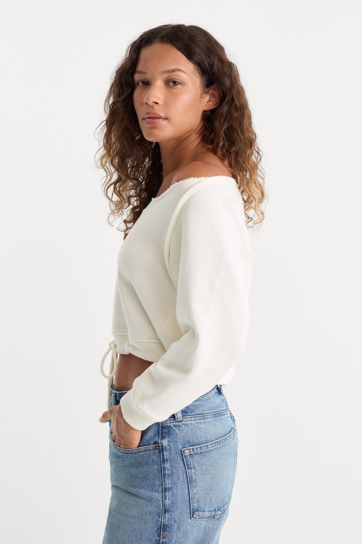 THE FRENCH TERRY TIE SWEATSHIRT CHALK