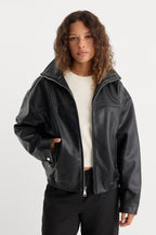 THE BETTER THAN LEATHER FUNNEL JACKET BLACK001