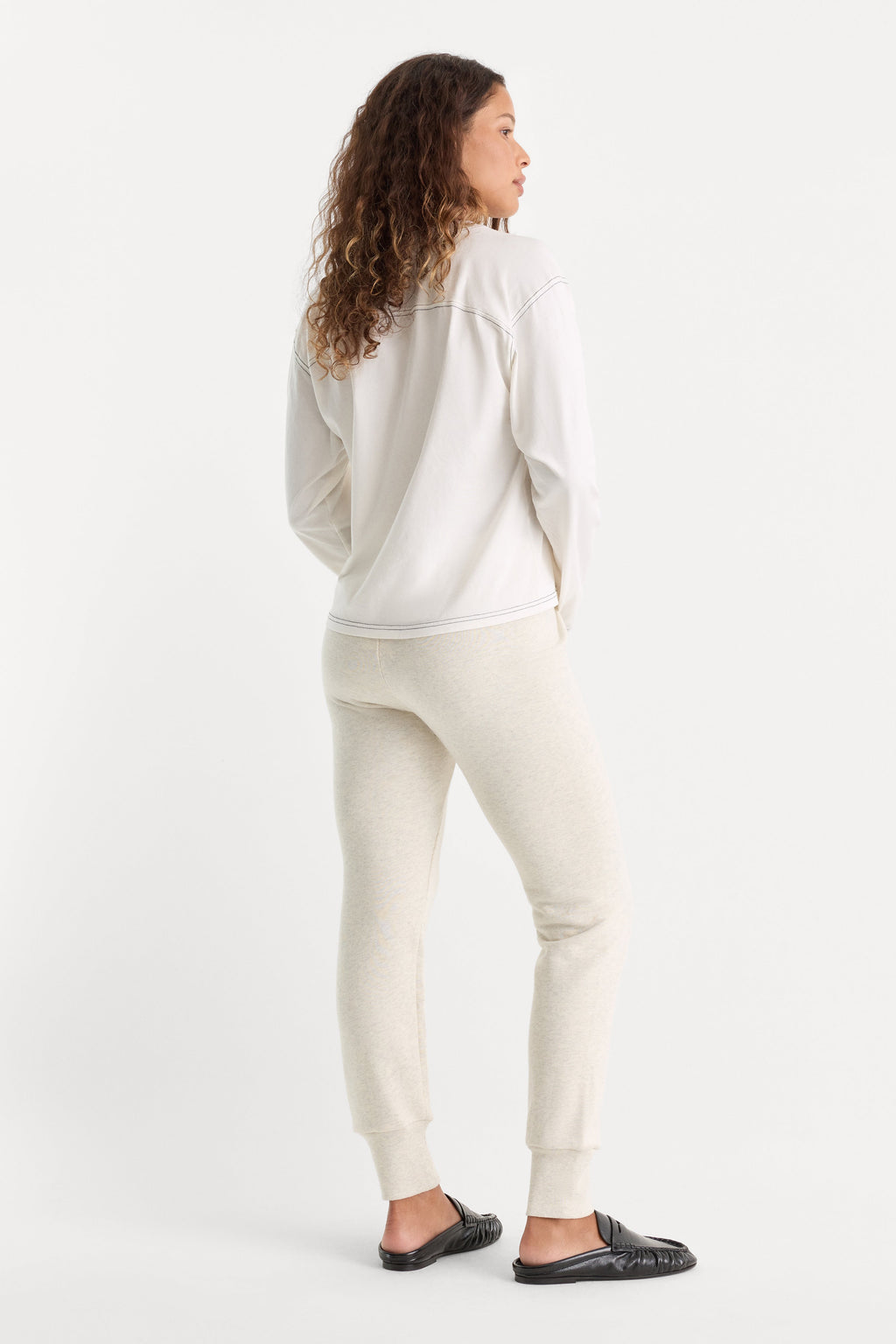 THE FRENCH TERRY BUTTON FRONT LEGGING OATMEAL HEATHER