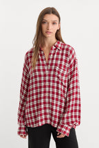 THE CRINKLE EASY SHIRT CARMINE PLAID