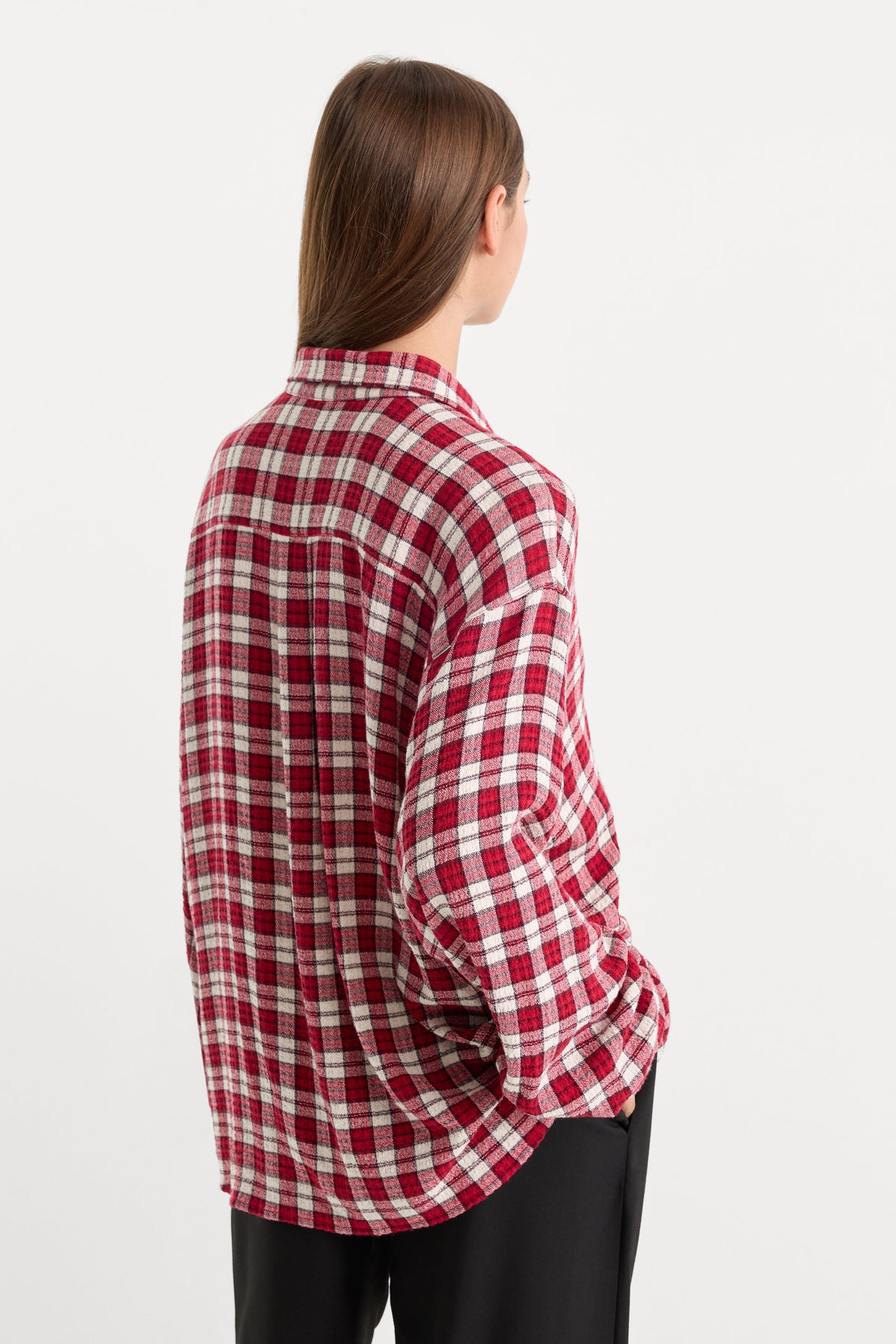 THE CRINKLE EASY SHIRT CARMINE PLAID